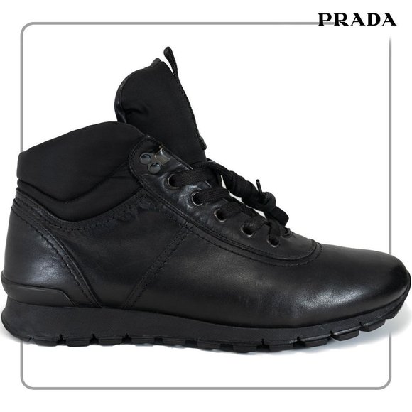 Prada Men's Leather High Top Sneaker Boots (size 11 US) - Picture 3 of 14